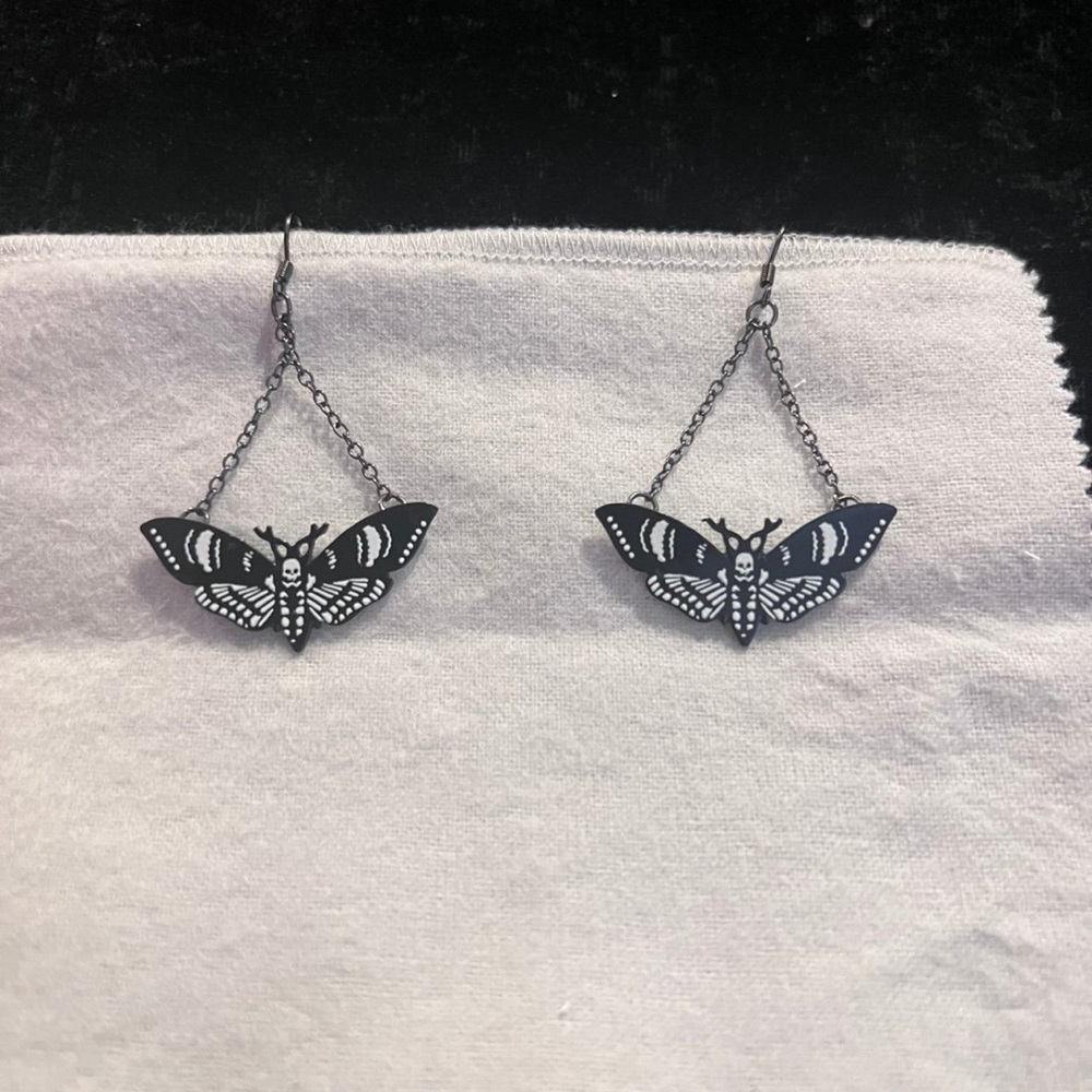 Elegant Black Moth Earrings